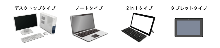 Windows10の各タイプのパソコンが使用可能